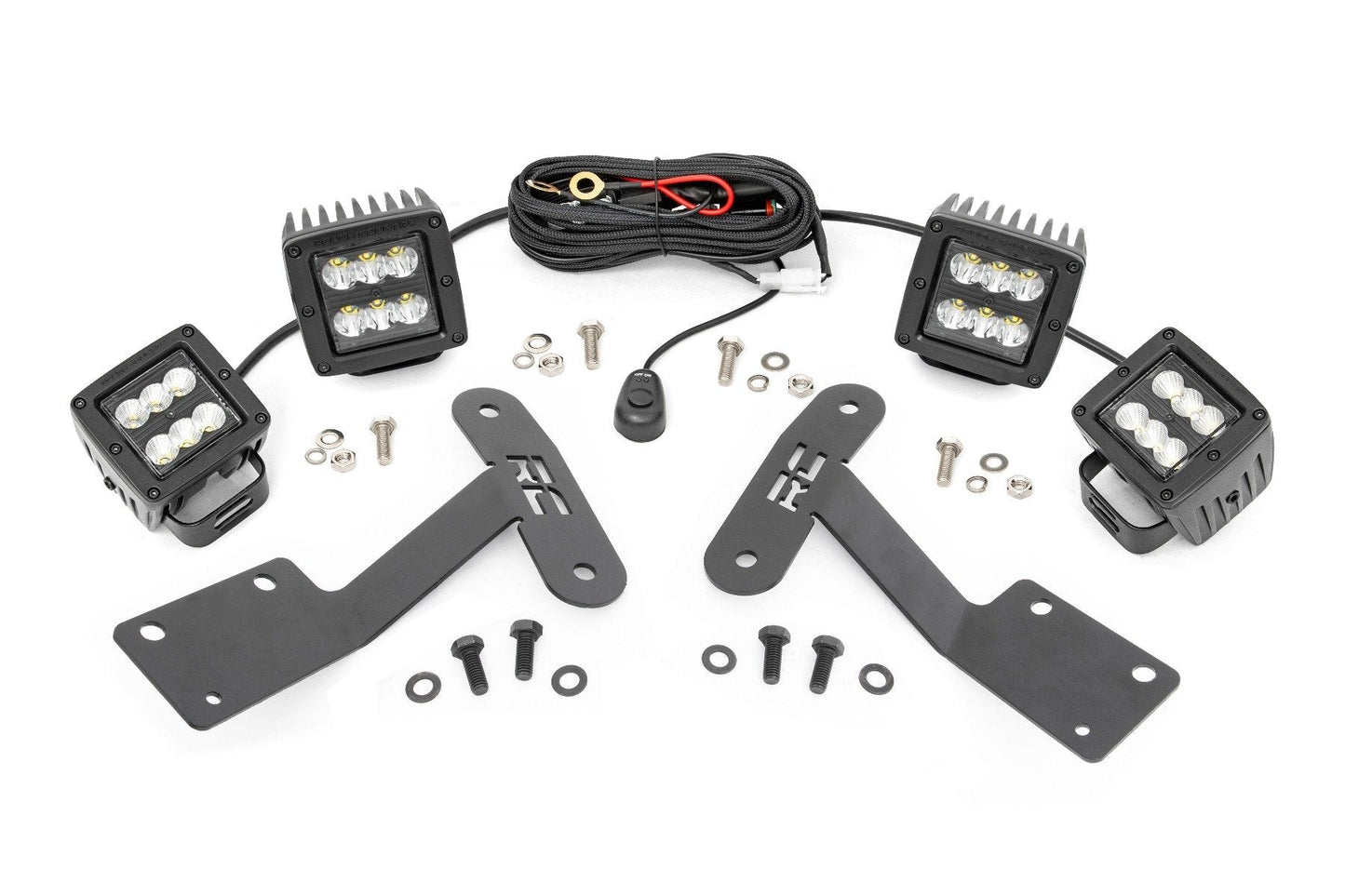 Rough Country 70866 LED Light Kit | Ditch Mount | Dual 2" Black Pairs | Spot/Flood | Toyota Tundra (14-21)