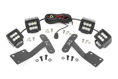 Rough Country 70866 LED Light Kit | Ditch Mount | Dual 2" Black Pairs | Spot/Flood | Toyota Tundra (14-21)