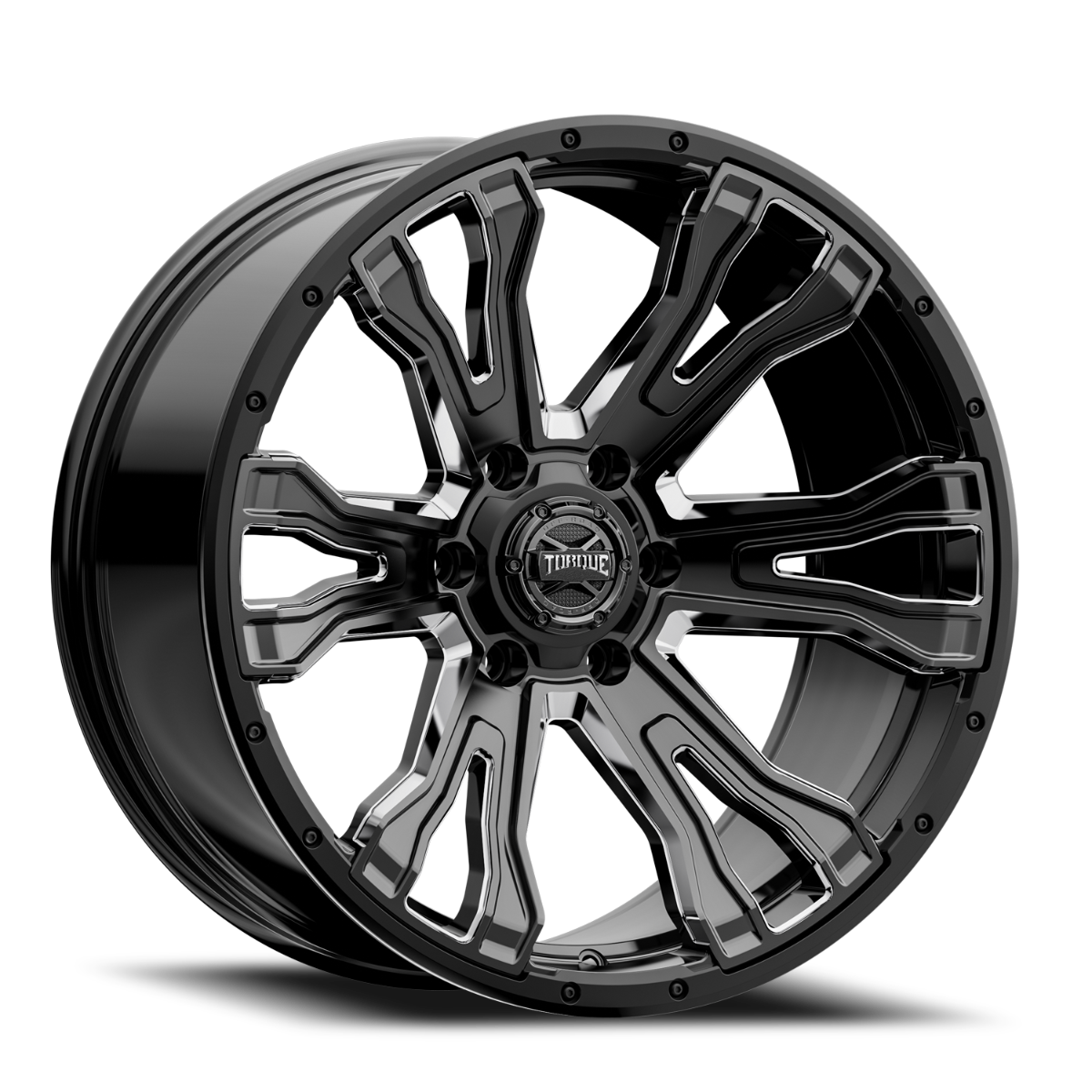 Torque TW407C-20908413-12 Torque Prime | Gloss Black w/Milled Accent | 20x9 | 6x5.5 | -12mm