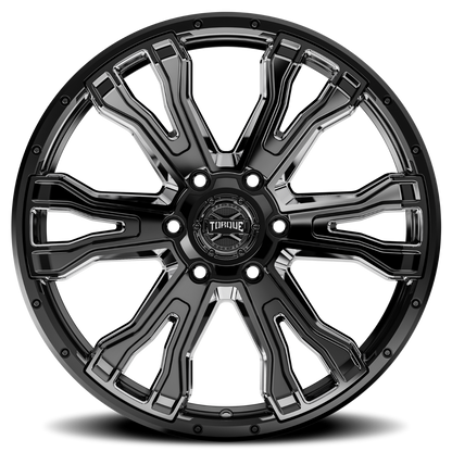 Torque TW407C-20908413-12 Torque Prime | Gloss Black w/Milled Accent | 20x9 | 6x5.5 | -12mm