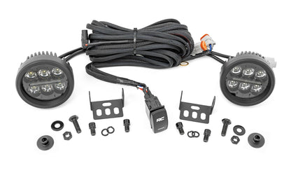 Rough Country 71078 LED Light Kit | Ditch Mount | 3.5" Black Round Pair | Amber DRL | Ford Bronco (21-25)