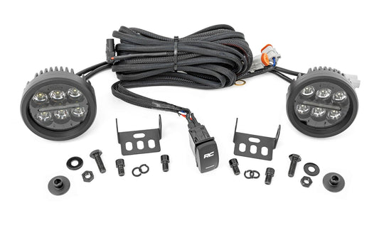 Rough Country 71078 LED Light Kit | Ditch Mount | 3.5" Black Round Pair | Amber DRL | Ford Bronco (21-25)