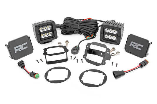 Rough Country 70630 LED Light Kit | Fog Mount | 2" Black Pair | Jeep Wrangler JK/Wrangler Unlimited (10-18)