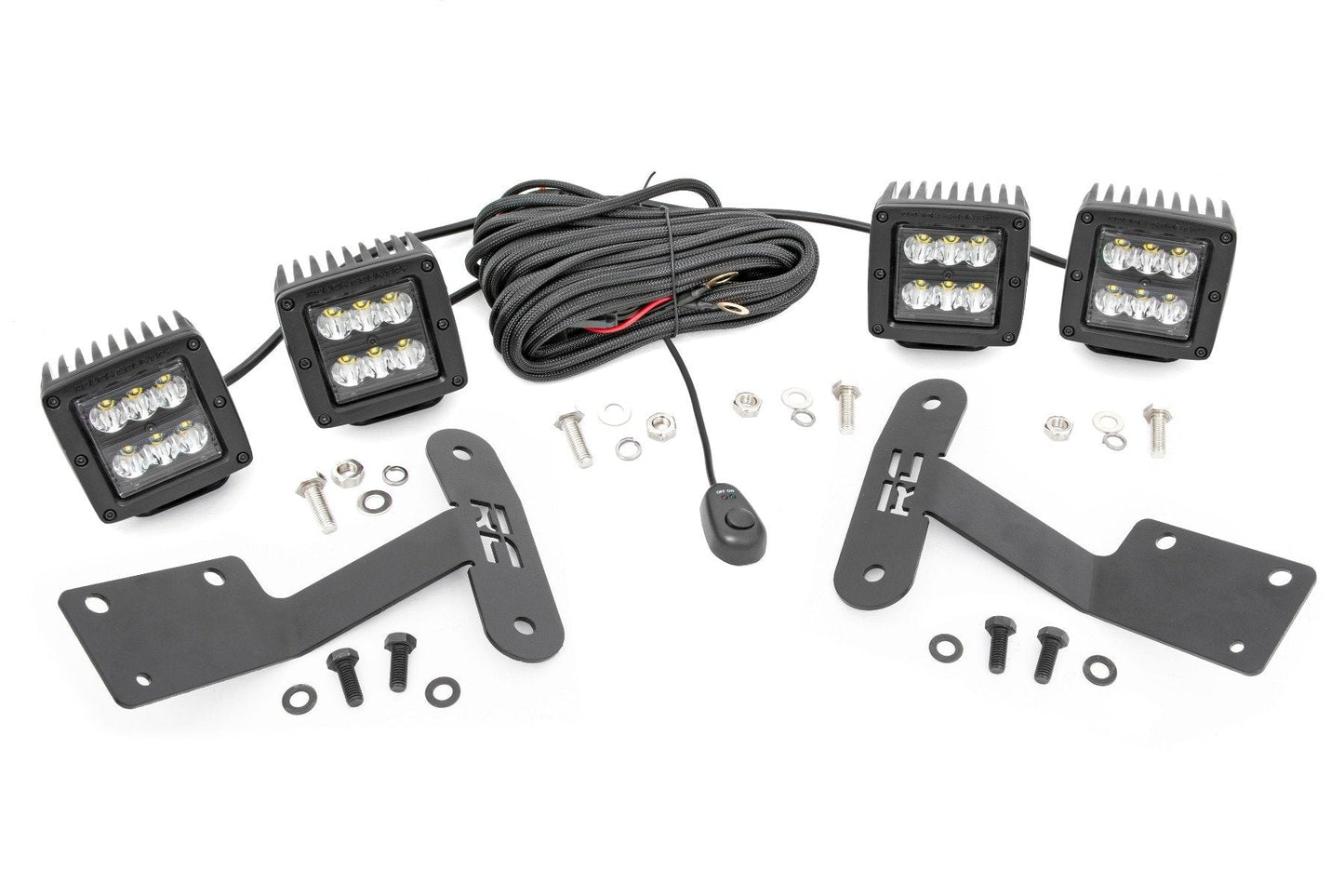 Rough Country 70835 LED Light Kit | Ditch Mount | Dual 2" Black Pairs | Spot | Toyota Tundra (14-21)