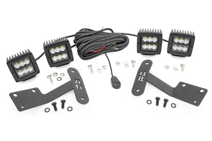 Rough Country 70835 LED Light Kit | Ditch Mount | Dual 2" Black Pairs | Spot | Toyota Tundra (14-21)