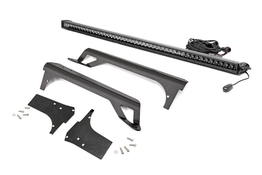 Rough Country 70588BLDRL LED Light | Windshield Mnt | 50" Black Single Row | White DRL | Jeep Wrangler TJ (97-06)